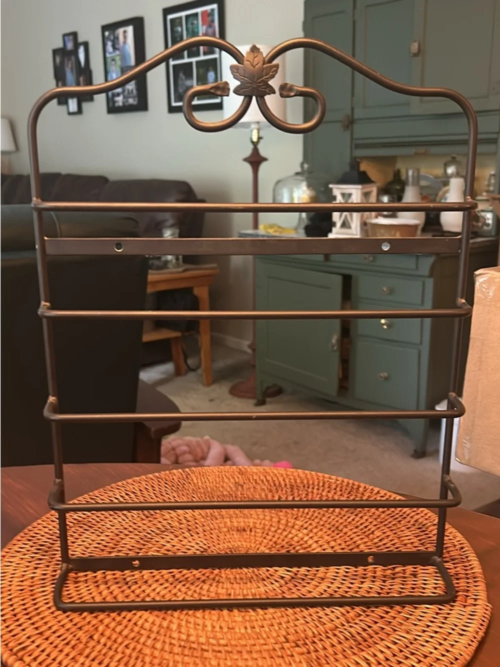 Decorative Metal Jewelry or Towel Rack - black Finish 15 in tall